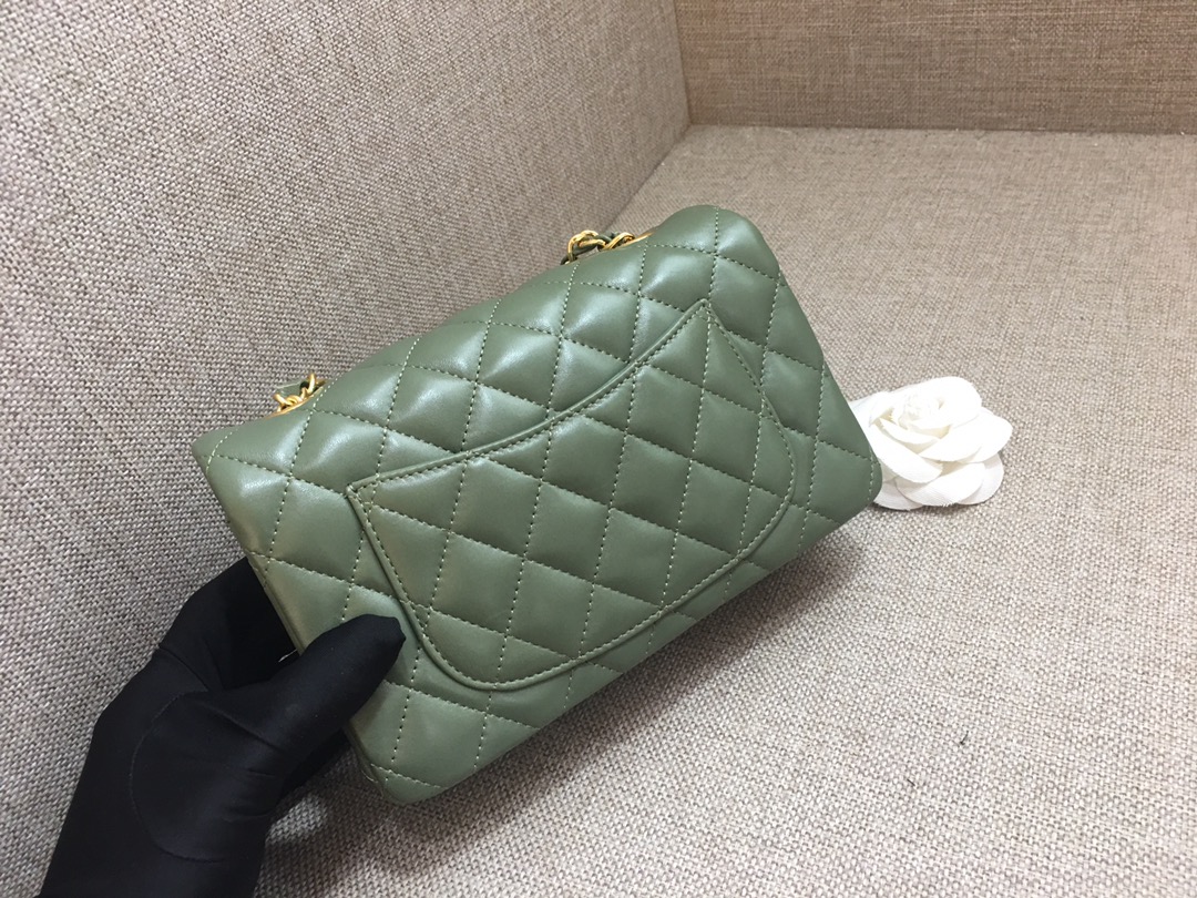 Small Classic Flap Lambskin Bag A01116 Dark Green/Gold